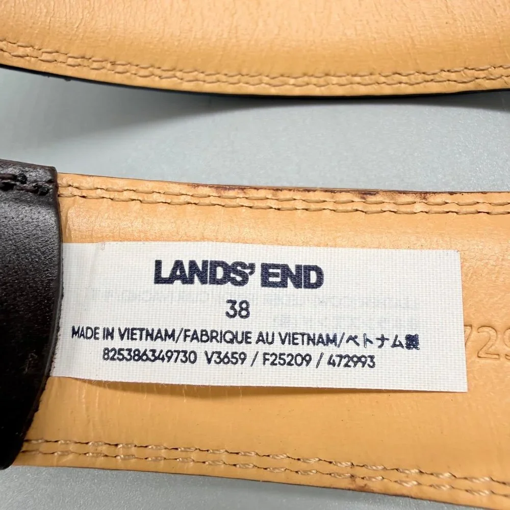 Lands' End Men's Dress Belt Sz 38 Glove Dark Brown Cowl Leather 472993 Classic